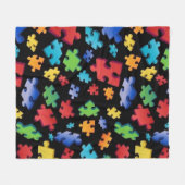 Autisme-bewustzijn Puzzle Piece Fleece Deken (Voorkant (Horizontaal))