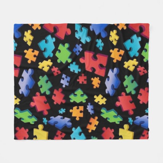 Autisme-bewustzijn Puzzle Piece Fleece Deken (Voorkant (Horizontaal))