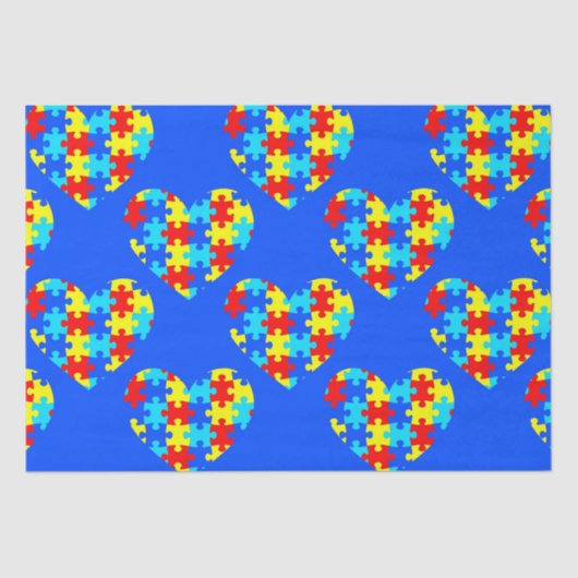 Autisme bewustzijn Puzzle Piece Heart Tissuepapier (Voorkant)