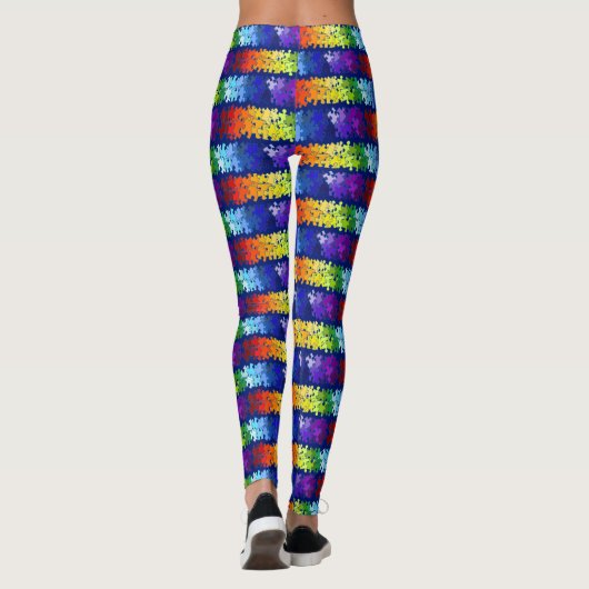 Autisme bewustzijn Rainbow Puzzle Design Leggings (Achterkant)