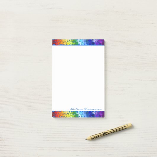 Autisme bewustzijn Rainbow Puzzle Design Post-it® Notes (Op bureau)