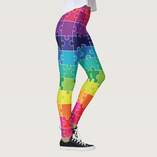 Autisme bewustzijn Rainbow Puzzle Piece Leggings (Rechts)