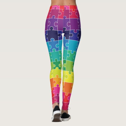 Autisme bewustzijn Rainbow Puzzle Piece Leggings (Achterkant)