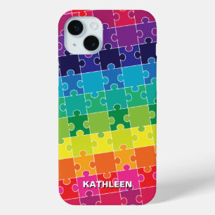 Autisme bewustzijn Rainbow Puzzle-stukken iPhone 15 Mini Hoesje