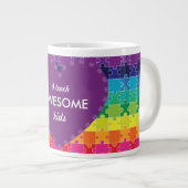 Autisme bewustzijn Rainbow Puzzle-stukken Grote Koffiekop (Voorkant rechts)