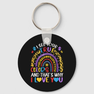 Autisme bewustzijn Regenboog Ik zie je ware kleure Sleutelhanger