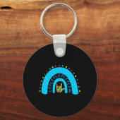 Autisme Bewustzijn Regenboog Ondersteuning Puzzel  Sleutelhanger (Voorkant)