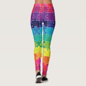 Autisme Bewustzijn Regenboog Puzzelstuk Leggings (Achterkant)