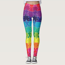 Autisme Bewustzijn Regenboog Puzzelstuk Leggings