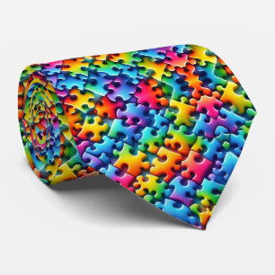 Autisme Bewustzijn Regenboog Puzzelstukken Halseba Stropdas
