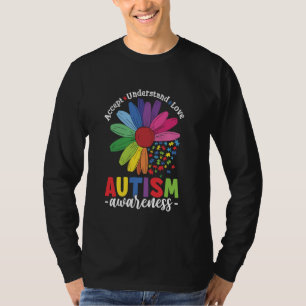 Autisme bewustzijn Regenboog Zonnebloem puzzel Ond T-shirt