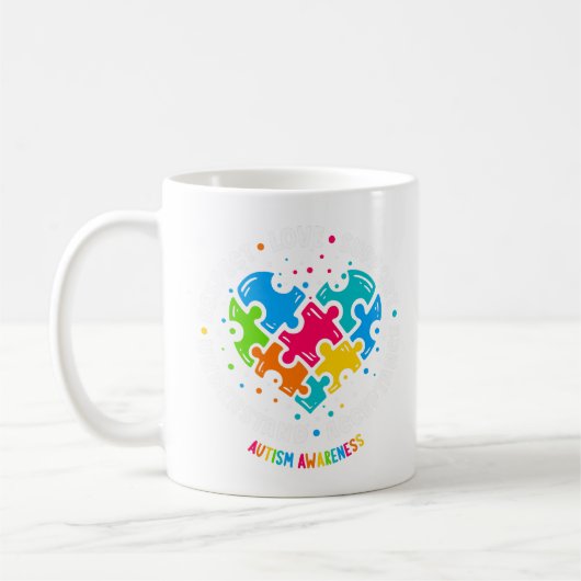 Autisme Bewustzijn Respect Liefde Ondersteuning Koffiemok (Links)