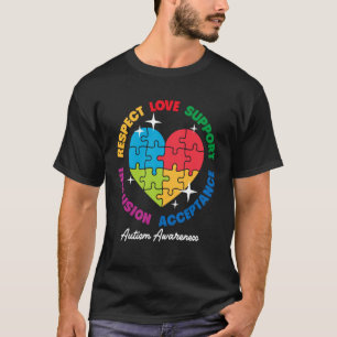 Autisme Bewustzijn Respect Liefde Steun Blauwe Aut T-shirt