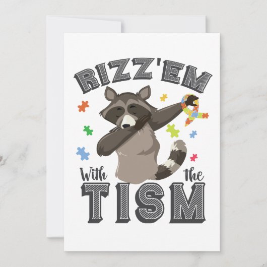 Autisme Bewustzijn Rizz'em met The Tism Opposum Kaart (Voorkant)