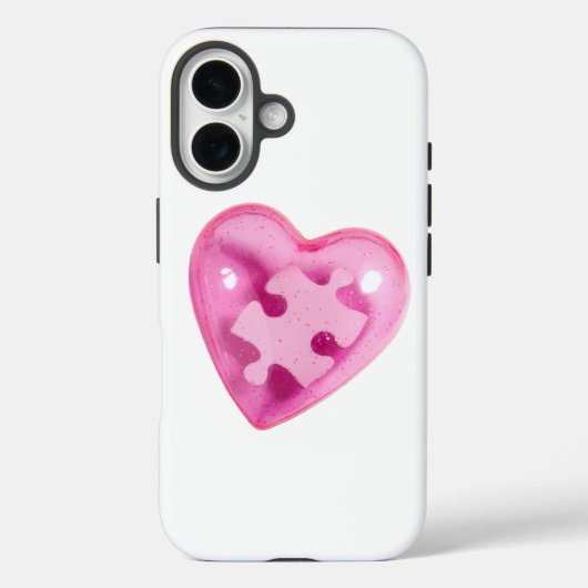 Autisme bewustzijn Roze Hart iPhone hoesje (Achterkant)