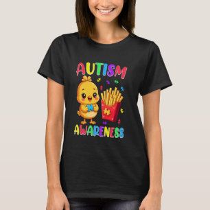 Autisme Bewustzijn Schattig Kuiken Puzzel Friet T-shirt