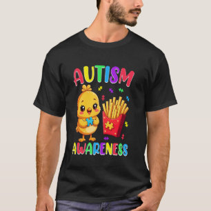 Autisme Bewustzijn Schattig Kuiken Puzzel Friet T-shirt