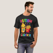 Autisme Bewustzijn Schattig Kuiken Puzzel Frites T-shirt (Voorkant volledig)