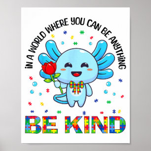 Autisme Bewustzijn Schattig Wees Aardig Axolotl Co Poster