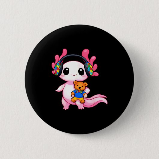 Autisme bewustzijn schattige axolotl dier ronde button 5,7 cm (Voorkant)