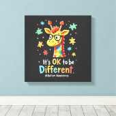Autisme bewustzijn Schattige Giraffe Dier Het Is O Canvas Afdruk (Insitu (Houten vloer))