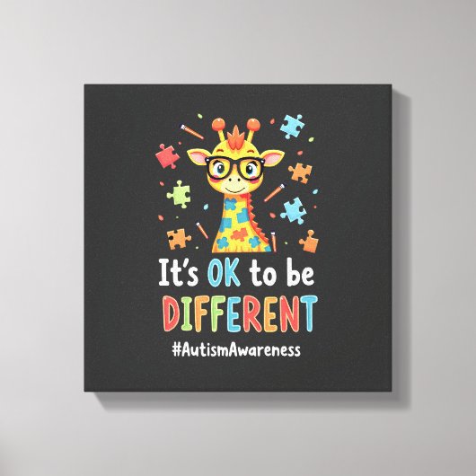 Autisme bewustzijn Schattige Giraffe Dier Het Is O Canvas Afdruk (Voorkant)