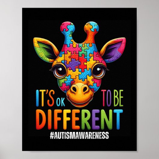 Autisme bewustzijn Schattige Giraffe Dier Het Is O Poster (Voorkant)