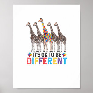 Autisme bewustzijn Schattige Giraffe Dier Het Is O Poster