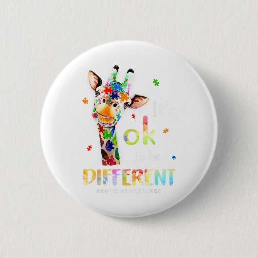 Autisme bewustzijn Schattige Giraffe Dier Het Is O Ronde Button 5,7 Cm (Voorkant)