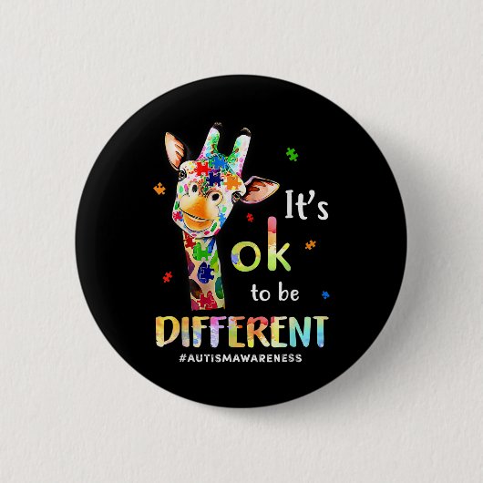 Autisme bewustzijn Schattige Giraffe Dier Het is O Ronde Button 5,7 Cm (Voorkant)