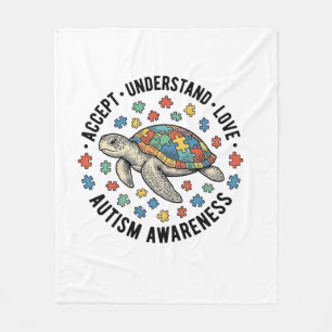 Autisme bewustzijn Schildpad Puzzel Vector Design_ Fleece Deken