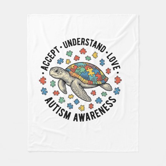Autisme bewustzijn Schildpad Puzzel Vector Design_ Fleece Deken (Voorkant)