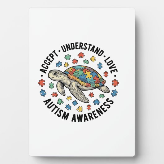 Autisme bewustzijn Schildpad Puzzel Vector Design_ Fotoplaat (voorkant)