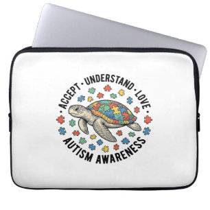 Autisme bewustzijn Schildpad Puzzel Vector Design_ Laptop Sleeve