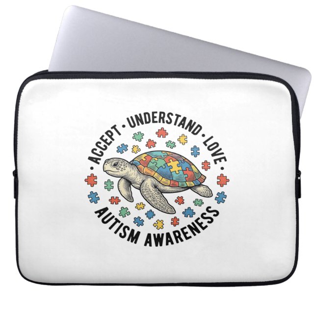 Autisme bewustzijn Schildpad Puzzel Vector Design_ Laptop Sleeve (Voorkant)
