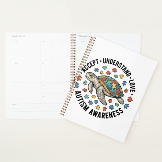 Autisme bewustzijn Schildpad Puzzel Vector Design_ Planner (Display)