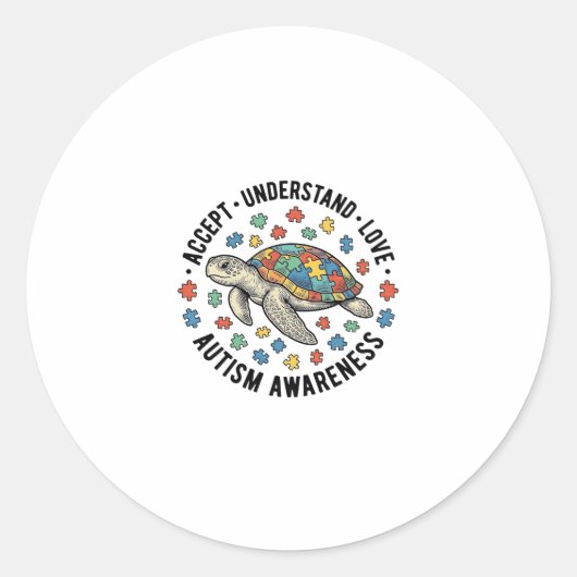 Autisme bewustzijn Schildpad Puzzel Vector Design_ Ronde Sticker (Voorkant)