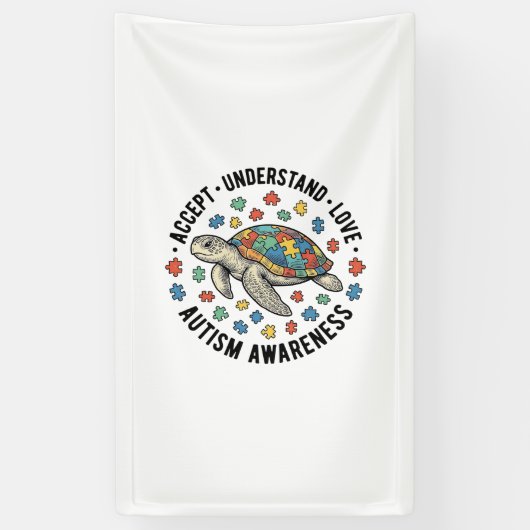 Autisme bewustzijn Schildpad Puzzel Vector Design_ Spandoek (Verticaal)