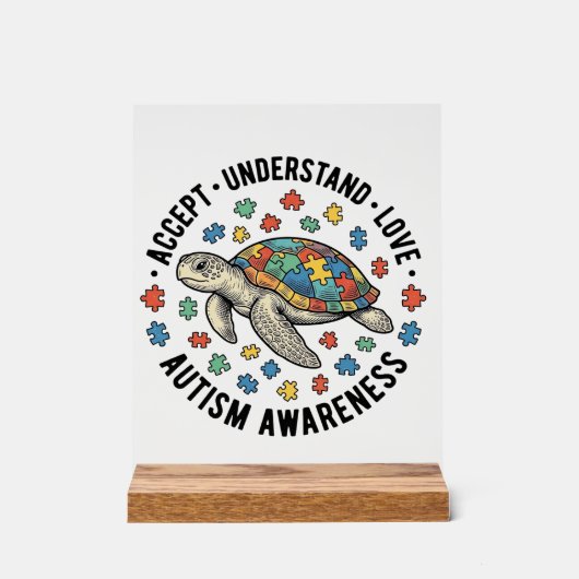 Autisme bewustzijn Schildpad Puzzel Vector Ontwerp Acryl Bord (Voorkant)