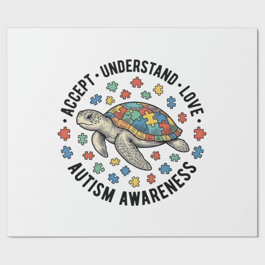 Autisme bewustzijn Schildpad Puzzel Vector ontwerp Cadeaupapier (Vlak)