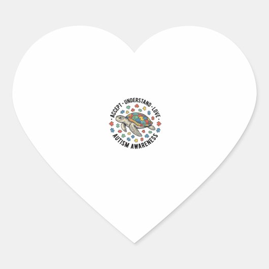 Autisme bewustzijn Schildpad Puzzel Vector ontwerp Hart Sticker (Voorkant)