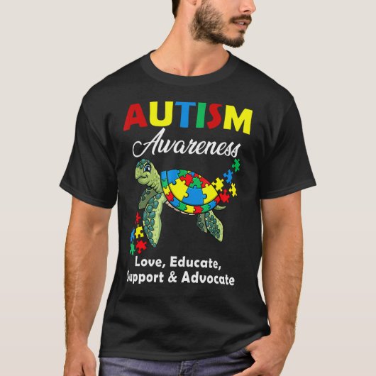 Autisme Bewustzijn Schildpadden Puzzel Moeder Steu T-shirt (Voorkant)