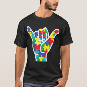 Autisme Bewustzijn Shaka Hand Hang Los Steun Aut T-shirt