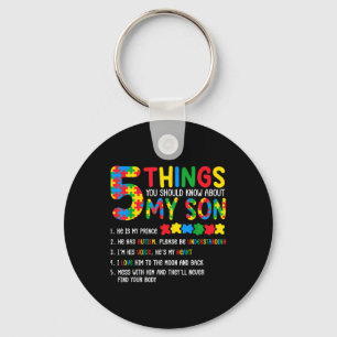 Autisme bewustzijn Shirt 5 dingen die je moet wete Sleutelhanger