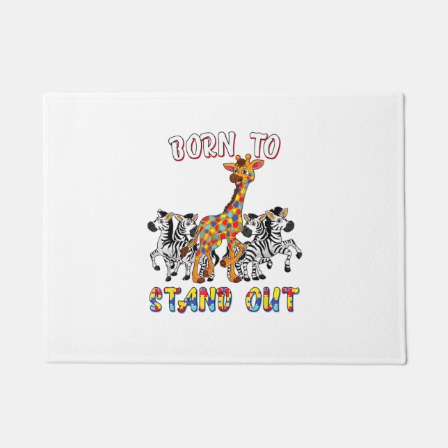 Autisme Bewustzijn Shirt Jongens Geboren om op te  Deurmat (Voorkant)