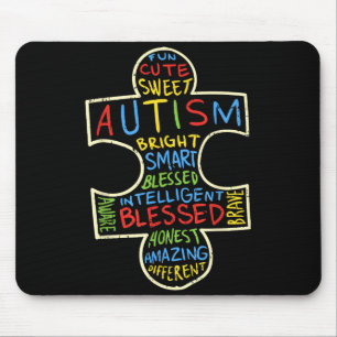 Autisme Bewustzijn Shirt Puzzelstuk Woorden Autist Muismat