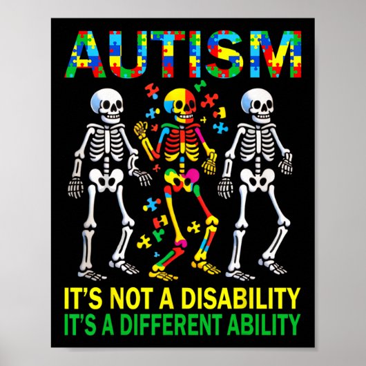Autisme Bewustzijn Skelet Dansen Autistisch Kinder Poster (Voorkant)