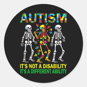 Autisme Bewustzijn Skelet Dansen Autistisch Kinder Ronde Sticker