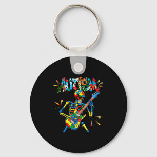 Autisme bewustzijn skelet gitaarspeler Funny Men Sleutelhanger