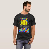 Autisme Bewustzijn Softbal Moeder Puzzelstuk Softb T-shirt (Voorkant volledig)